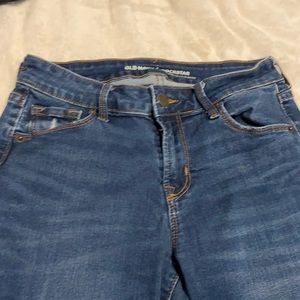 Old Navy distressed dark wash mid rise jeans